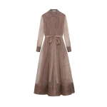SIMKHAI Montgomery Organza Midi Dress in Coffee