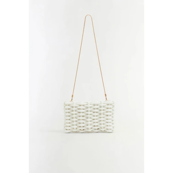 Morgan Woven Pearl Clutch in Pearl - Image 5