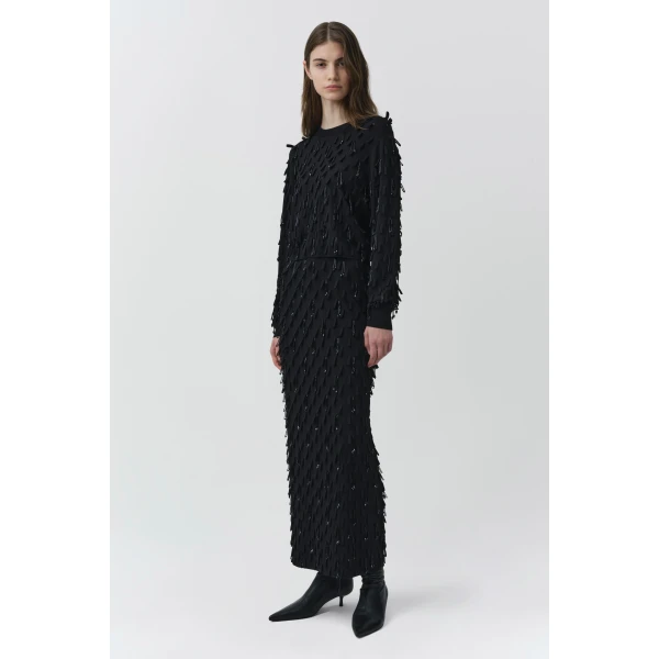 Myra Embellished Knit Top in Black - Image 5