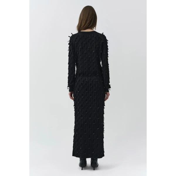 Myra Embellished Knit Top in Black - Image 6