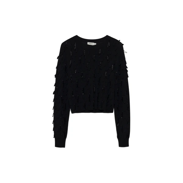 SIMKHAI Myra Embellished Knit Top in Black