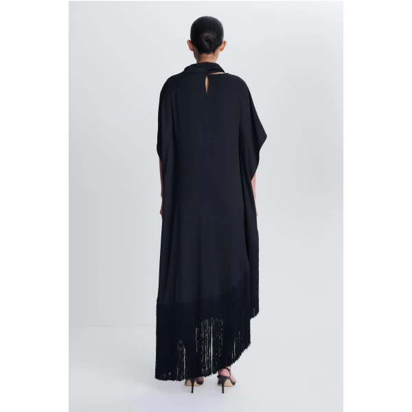 Nadine Satin Midi Dress in Black - Image 5