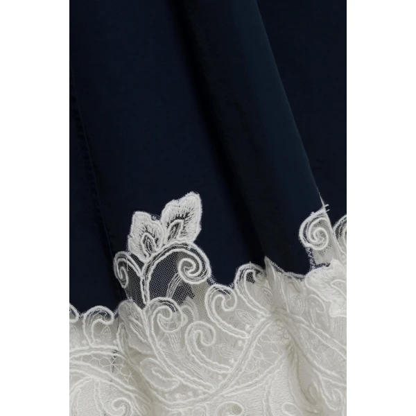 Nerris Cotton Faille Lace Midi Dress in Midnight Multi - Image 6