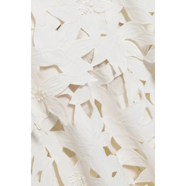 Neve Embroidered Cotton Midi Dress in Ivory - Image 6