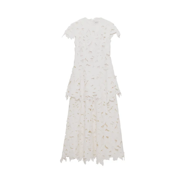 SIMKHAI Neve Embroidered Cotton Midi Dress in Ivory