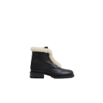 SIMKHAI Noah Shearling Lug Sole Zip Boot in Black Ecru