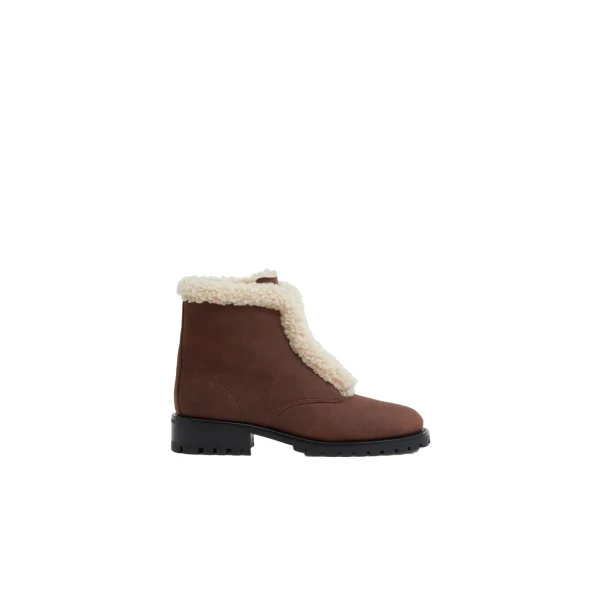 Noah Shearling Lug Sole Zip Boot in Cacao Ecru