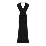 SIMKHAI Norvelle Draped Jersey Gown in Black