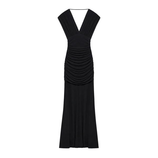 SIMKHAI Norvelle Draped Jersey Gown in Black