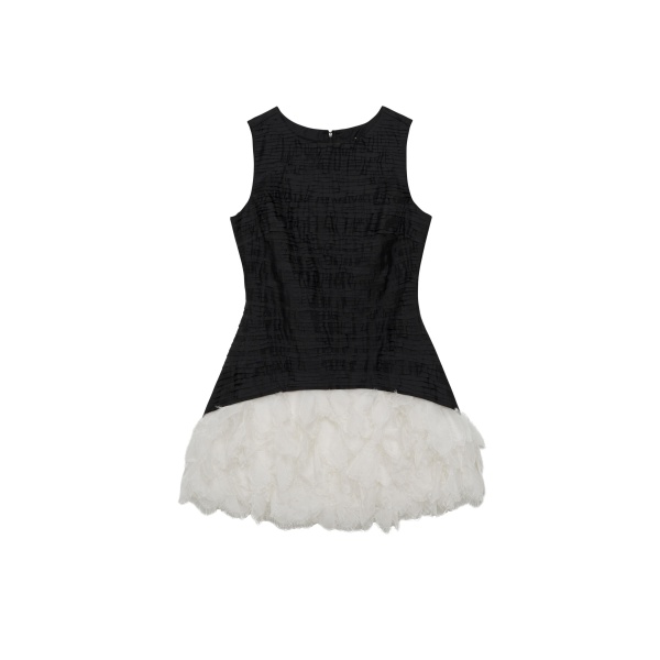 SIMKHAI Olympia Taffeta Mini Dress in Black Multi