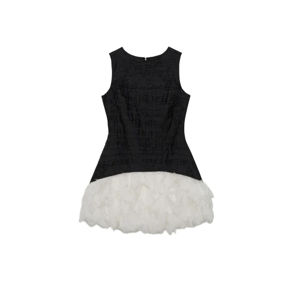 SIMKHAI Olympia Taffeta Mini Dress in Black Multi