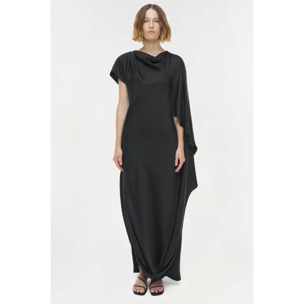 Ora Satin Gown in Black - Image 6