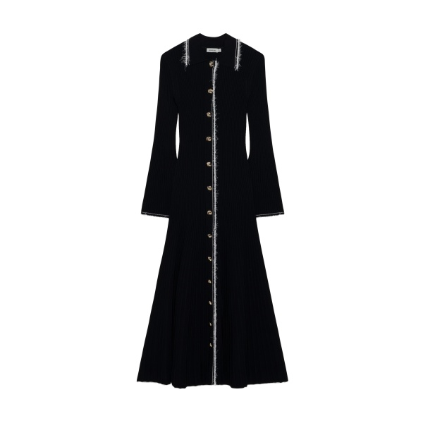 SIMKHAI Orelia Compact Knit Midi Dress in Black