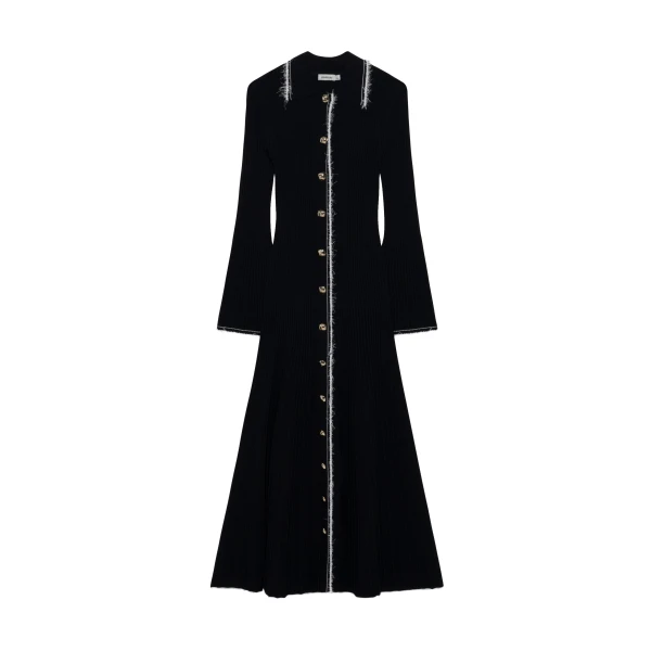 SIMKHAI Orelia Compact Knit Midi Dress in Black