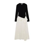 SIMKHAI Ornella Knit Satin Midi Dress in Black Multi