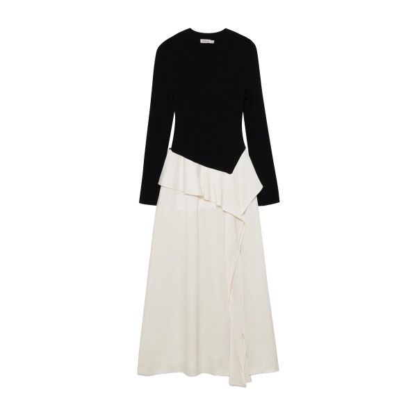 SIMKHAI Ornella Knit Satin Midi Dress in Black Multi
