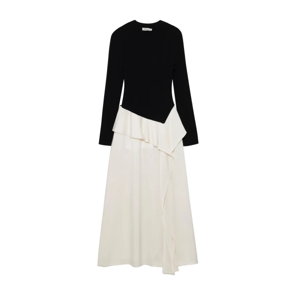 SIMKHAI Ornella Knit Satin Midi Dress in Black Multi
