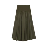 SIMKHAI Ovie Knit Cotton Midi Skirt in Fern