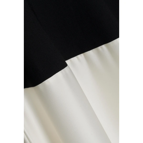 Paola Satin Knit Gown in Black Ivory - Image 6