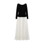SIMKHAI Paola Satin Knit Gown in Black Ivory