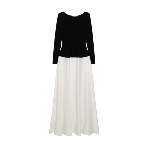 SIMKHAI Paola Satin Knit Gown in Black Ivory