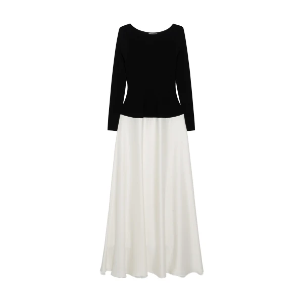 SIMKHAI Paola Satin Knit Gown in Black Ivory
