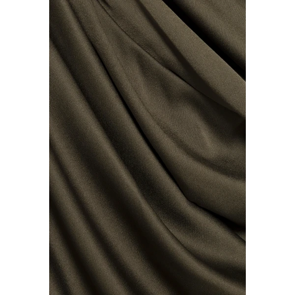 Phoebe Draped Satin Top in Dark Olive - Image 6