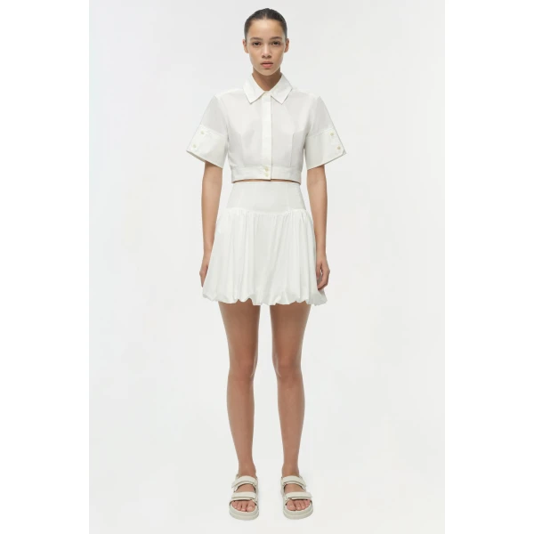 Pippa Bubble Mini Skirt in White - Image 6