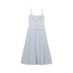 SIMKHAI Quinlin Bustier Midi Dress in Blue Stripe