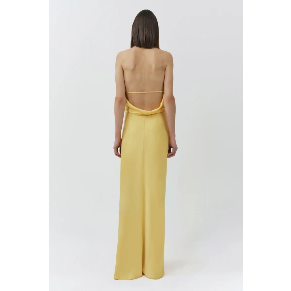 Reannon Draped Satin Gown in Golden Haze - Image 5