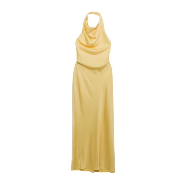 SIMKHAI Reannon Draped Satin Gown in Golden Haze
