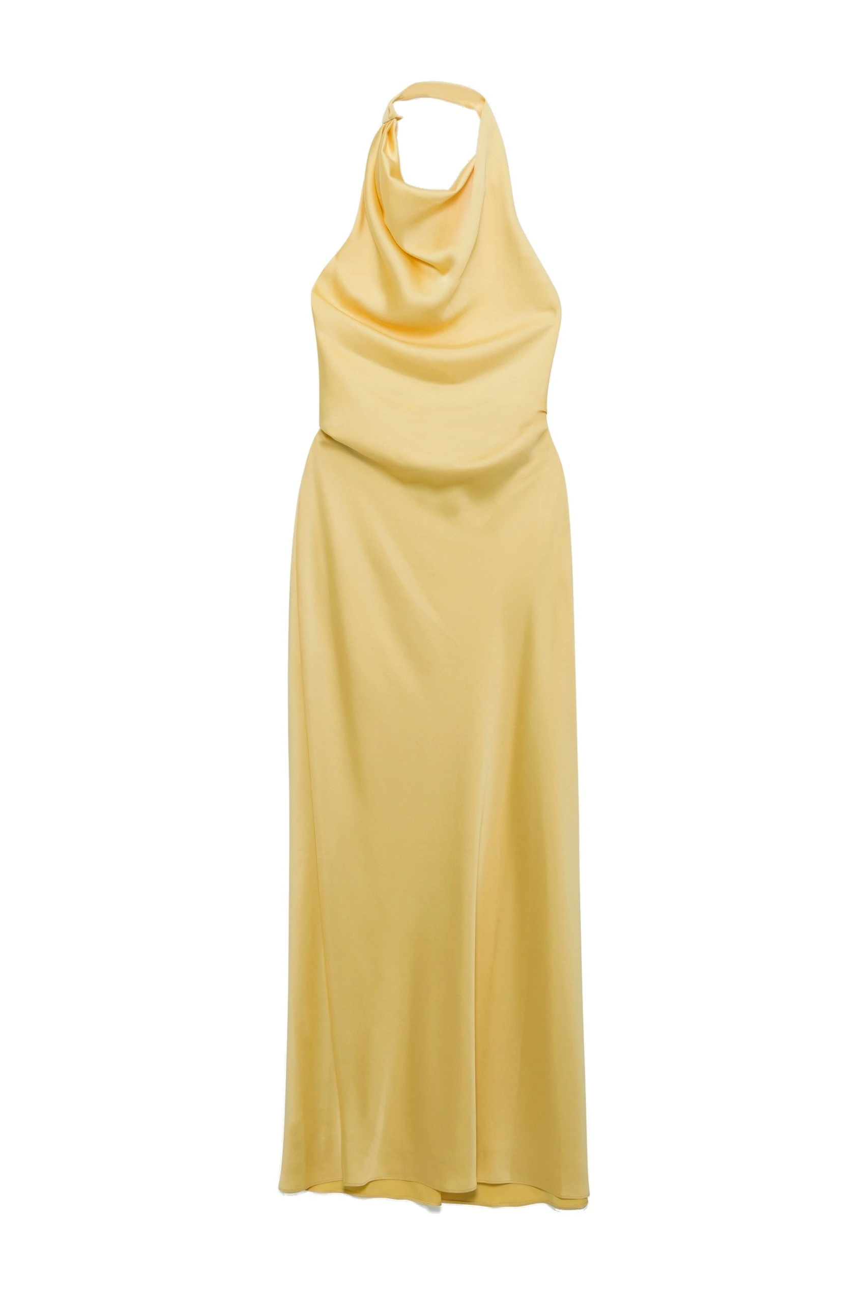 SIMKHAI Reannon Draped Satin Gown in Golden Haze SIMKHAI Reannon Draped Satin Gown in Golden Haze