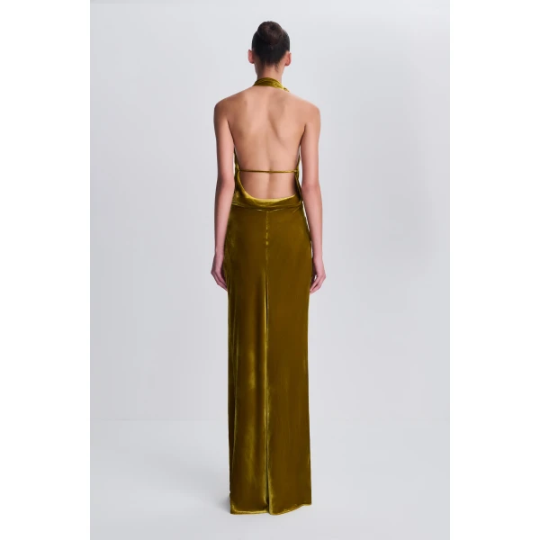 Reannon Draped Velvet Draped Gown in Goldenrod - Image 5
