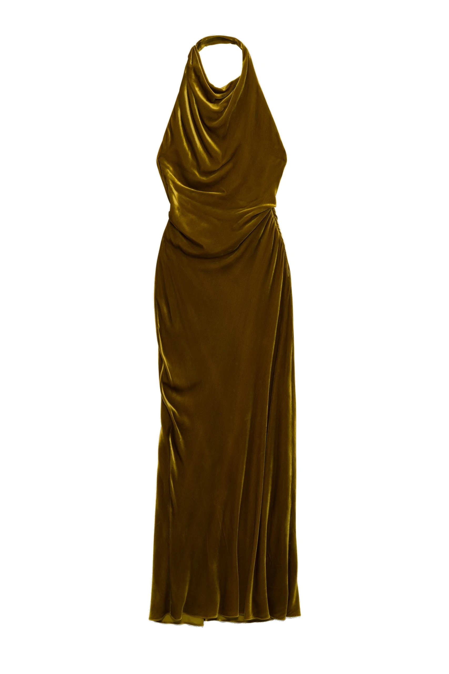 SIMKHAI Reannon Draped Velvet Draped Gown in Goldenrod SIMKHAI Reannon Draped Velvet Draped Gown in Goldenrod