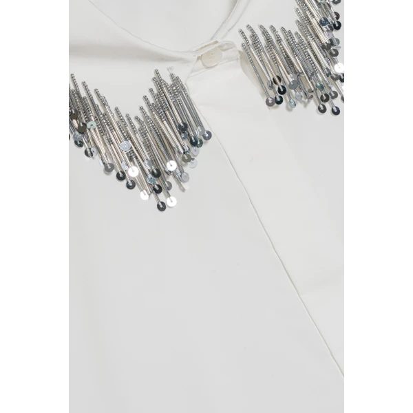 Renata Embellished Button Down Shirt in White - Image 6