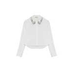 SIMKHAI Renata Embellished Button Down Shirt in White
