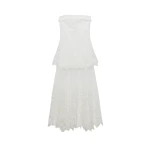 SIMKHAI Rennis Embroidered Organza Bustier Gown in Ivory
