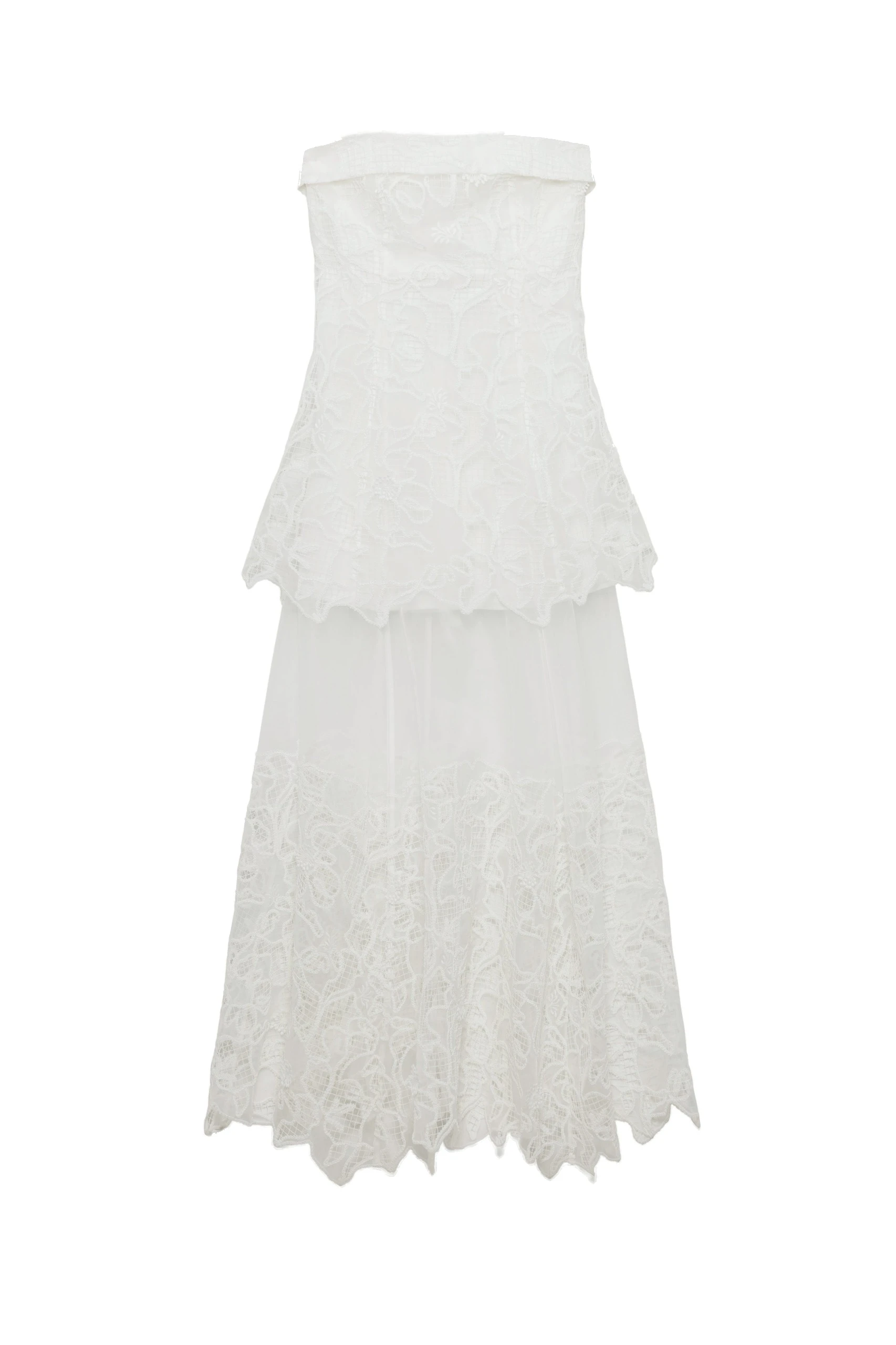 SIMKHAI Rennis Embroidered Organza Bustier Gown in Ivory SIMKHAI Rennis Embroidered Organza Bustier Gown in Ivory