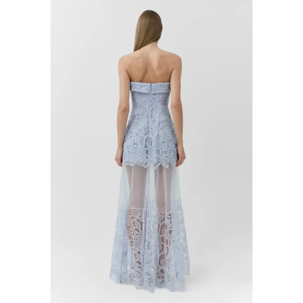 Rennis Embroidered Organza Bustier Gown in Periwinkle Sky - Image 5