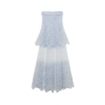 SIMKHAI Rennis Embroidered Organza Bustier Gown in Periwinkle Sky