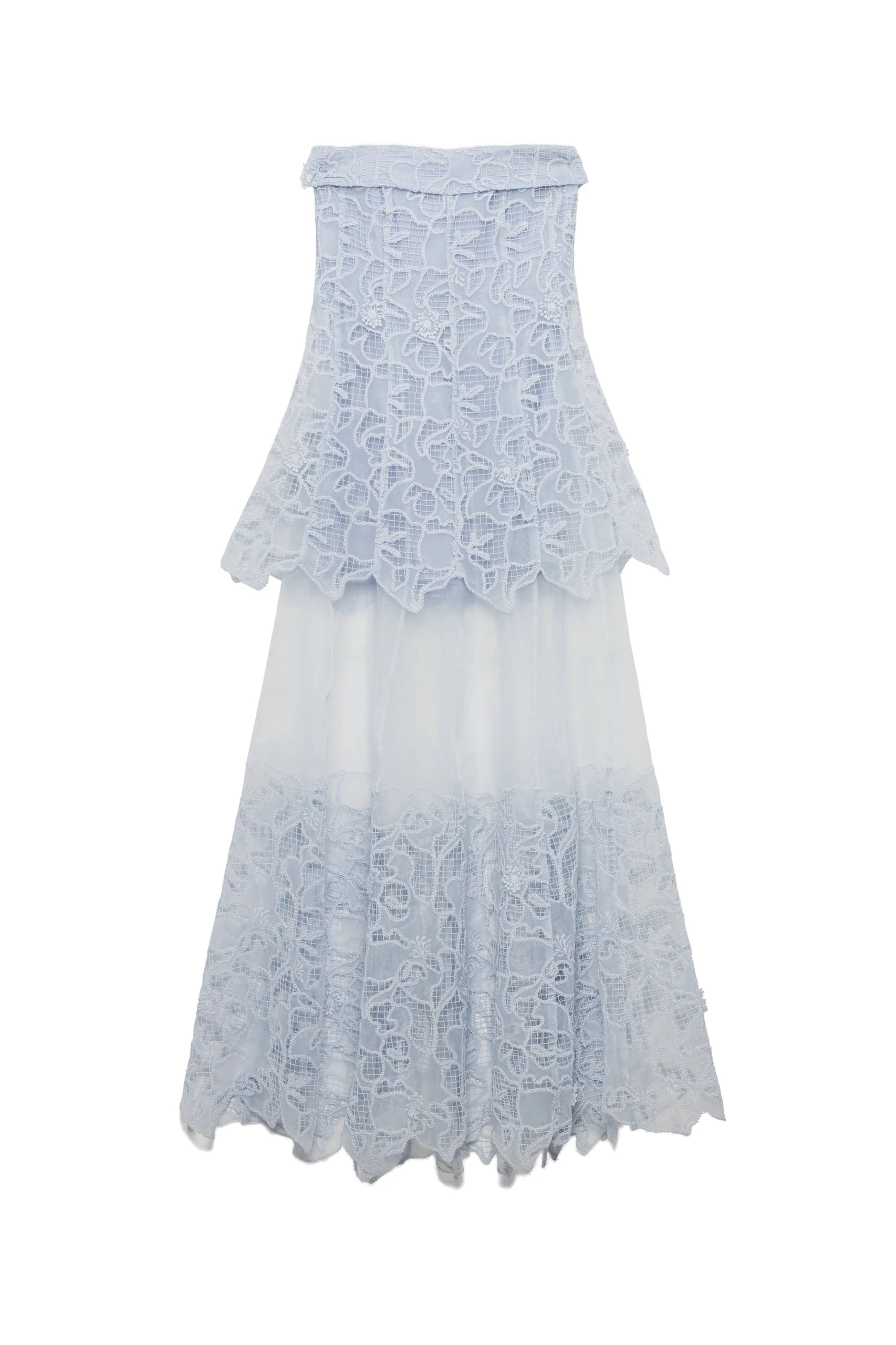 SIMKHAI Rennis Embroidered Organza Bustier Gown in Periwinkle Sky SIMKHAI Rennis Embroidered Organza Bustier Gown in Periwinkle Sky