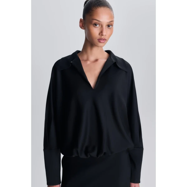 Rianna Satin Mini Dress in Black - Image 6