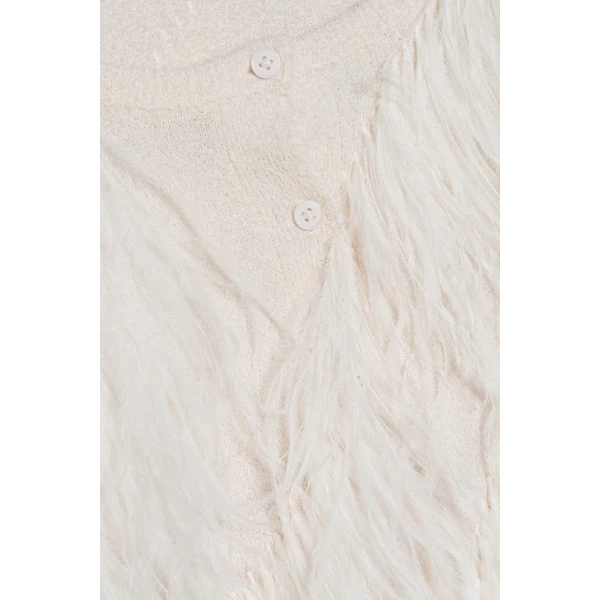 Rielle Feather Cardigan in Ivory - Image 6