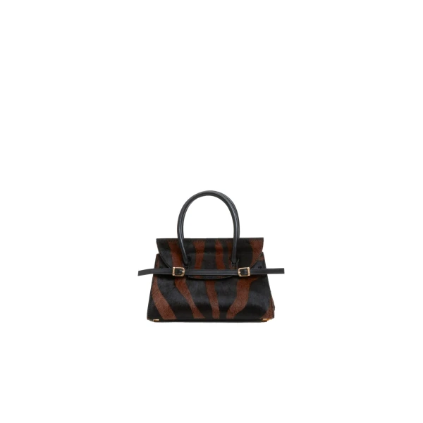River Calf Hair Top Handle Bag in Cacao Multi