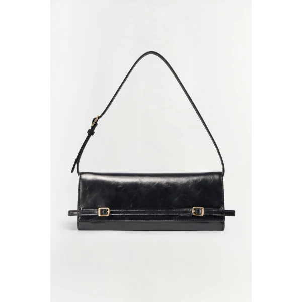 River East West Leather Clutch in Black - Image 5