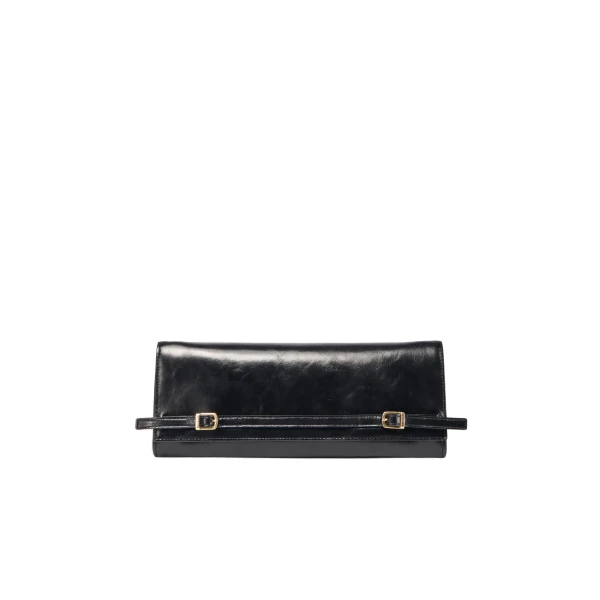 SIMKHAI River East West Leather Clutch in Black