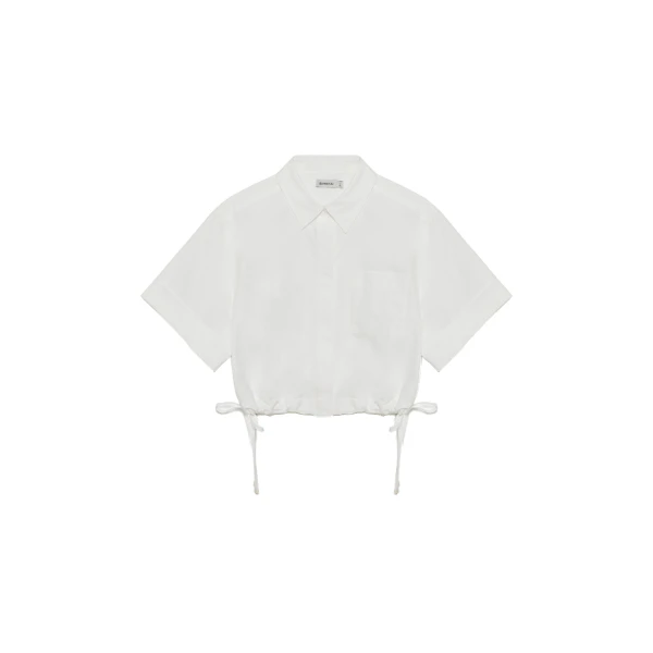 SIMKHAI Ryett Cropped Shirt in White