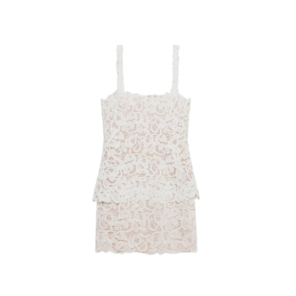 SIMKHAI Rylin Floral Raffia Mini Dress in Ivory