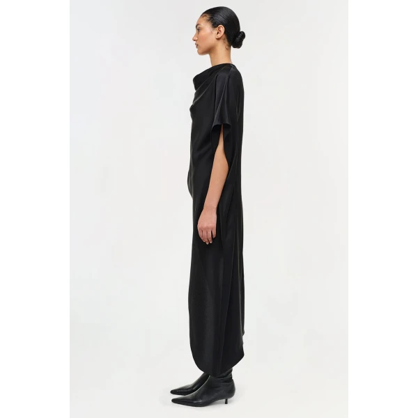 Sadia Satin Mini Cape Dress in Black - Image 5
