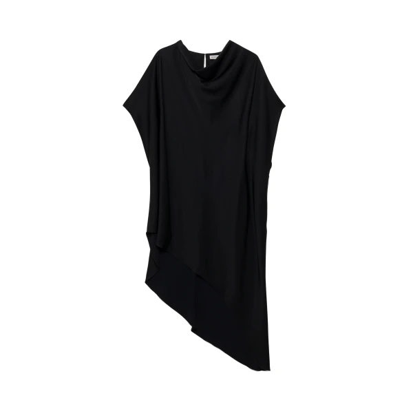 SIMKHAI Sadia Satin Mini Cape Dress in Black